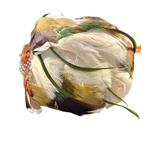 Vintage Emme NY Feather Pillbox Hat and Box Fascinator Hair Clips Perfect Fit - Picture 8 of 8